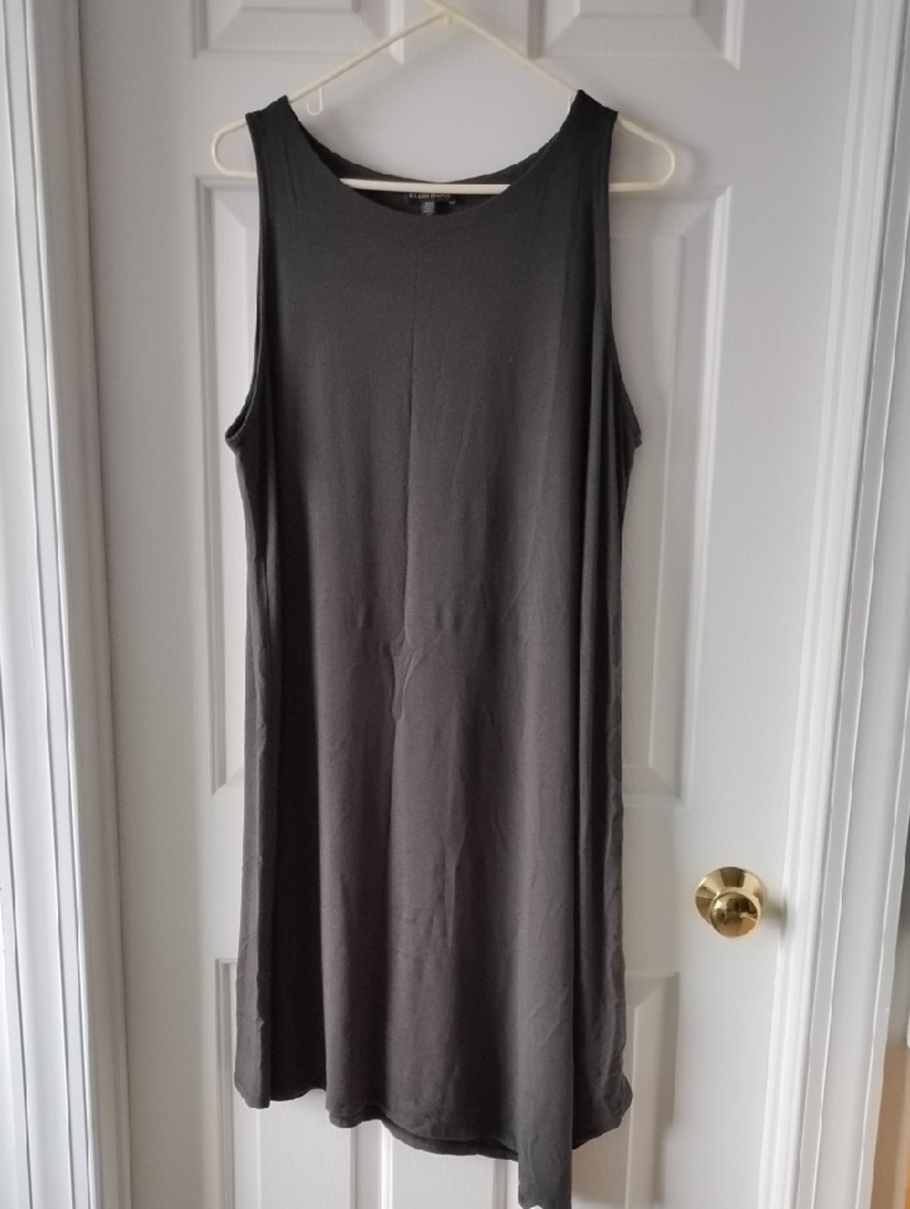 Eileen Fisher Black Sleeveless Midi Jersey Stretch Knit Dress